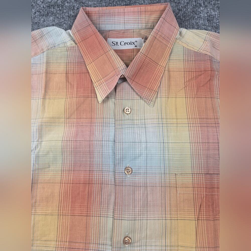 St. Croix Multicolor Plaid Men's Shirt Size XL 100% Cotton #139